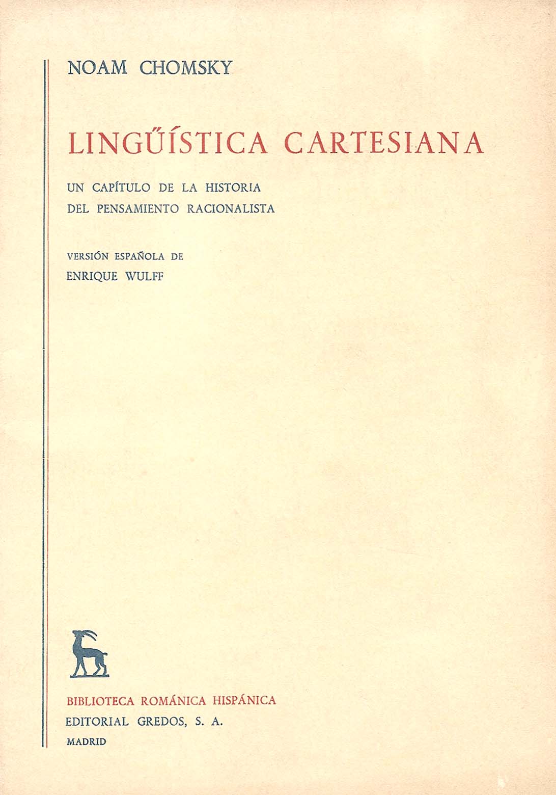 غلاف كتاب Lingüistica Cartesiana بقلم نعوم تشومسكي غلاف كتاب Lingüistica Cartesiana بقلم نعوم تشومسكي